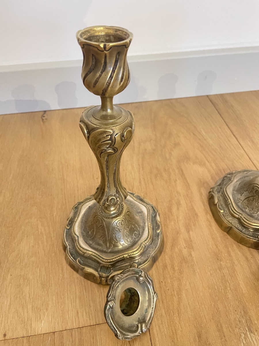 Pair Of Louis XV Bronze Candlesticks -photo-3