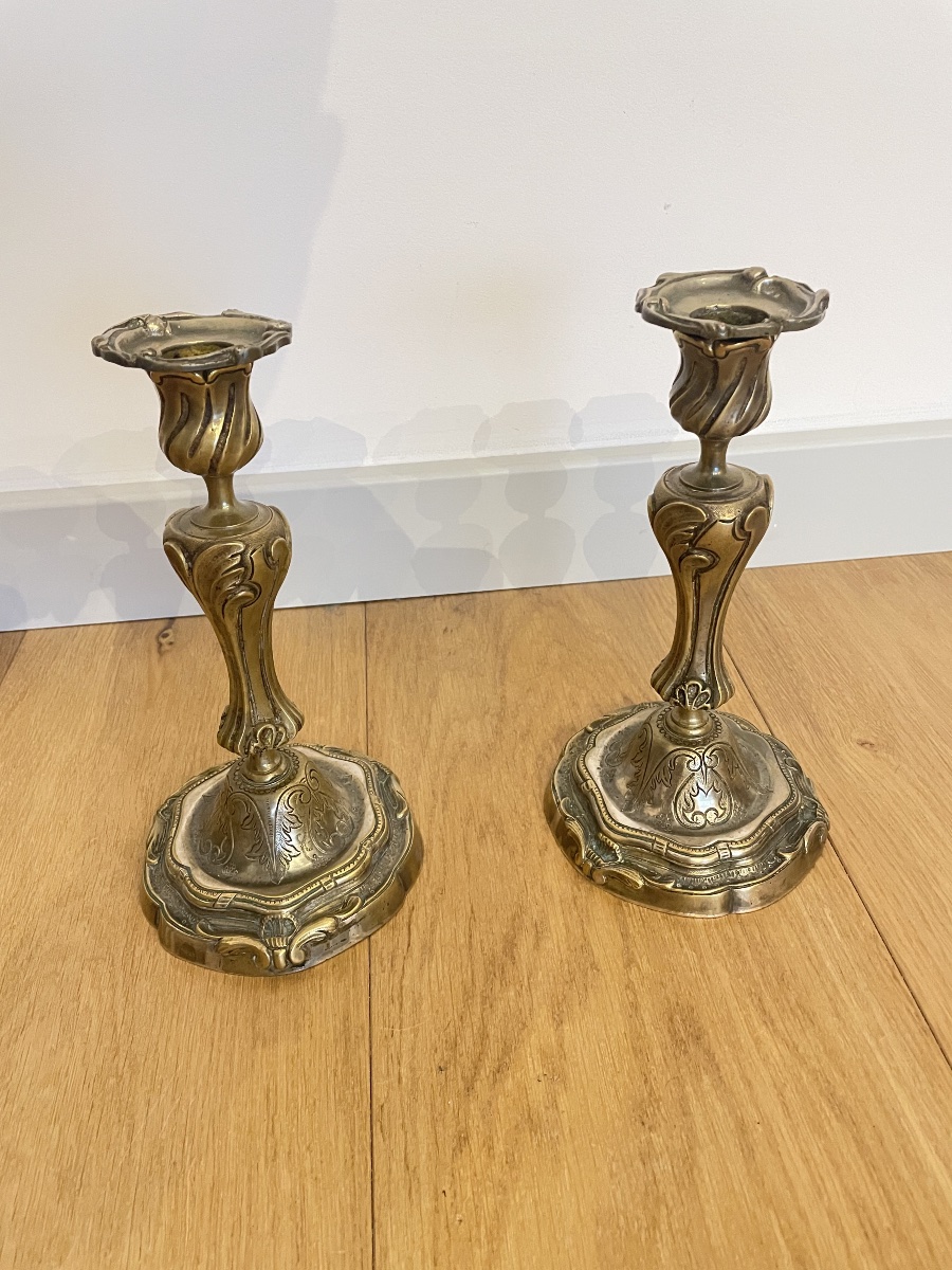 Pair Of Louis XV Bronze Candlesticks 