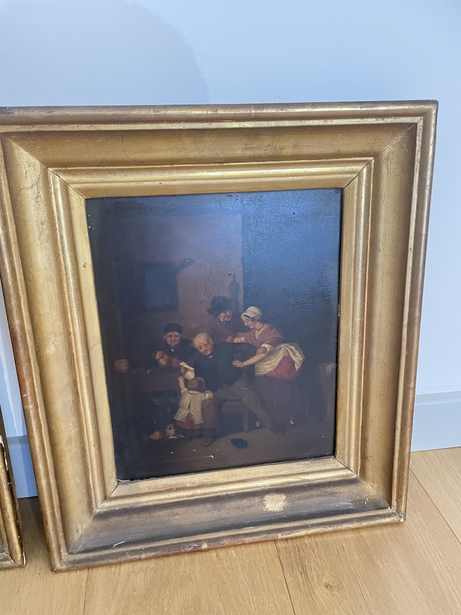 Pair Of 19th-century Oil-on-copper Paintings -photo-2
