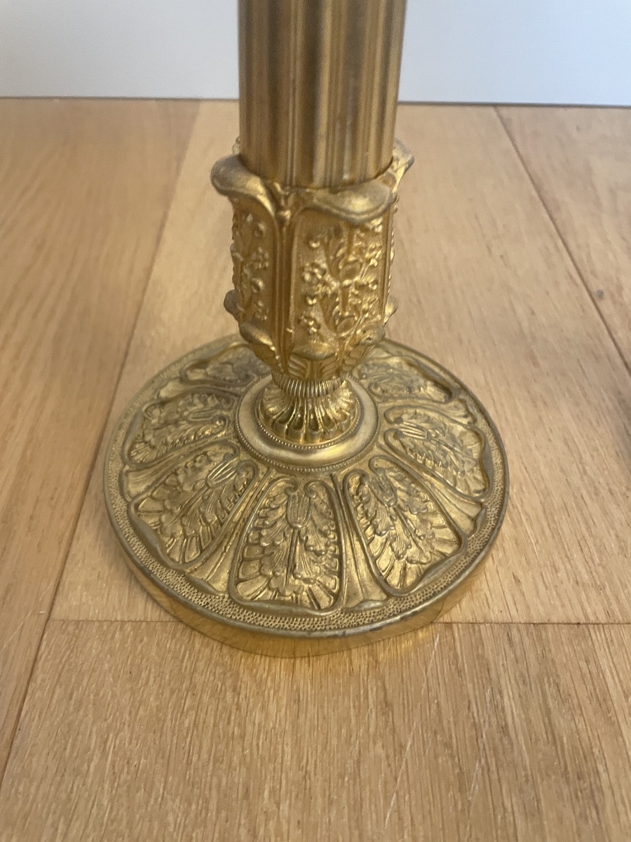 Paire de Bougeoirs Empire en bronze doré -photo-4