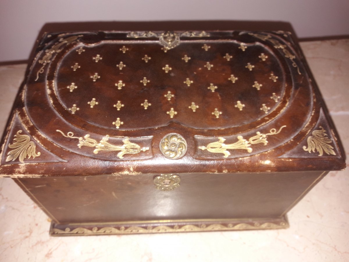 Louis XIV Style Jewelery Box Leather Sheath-photo-5