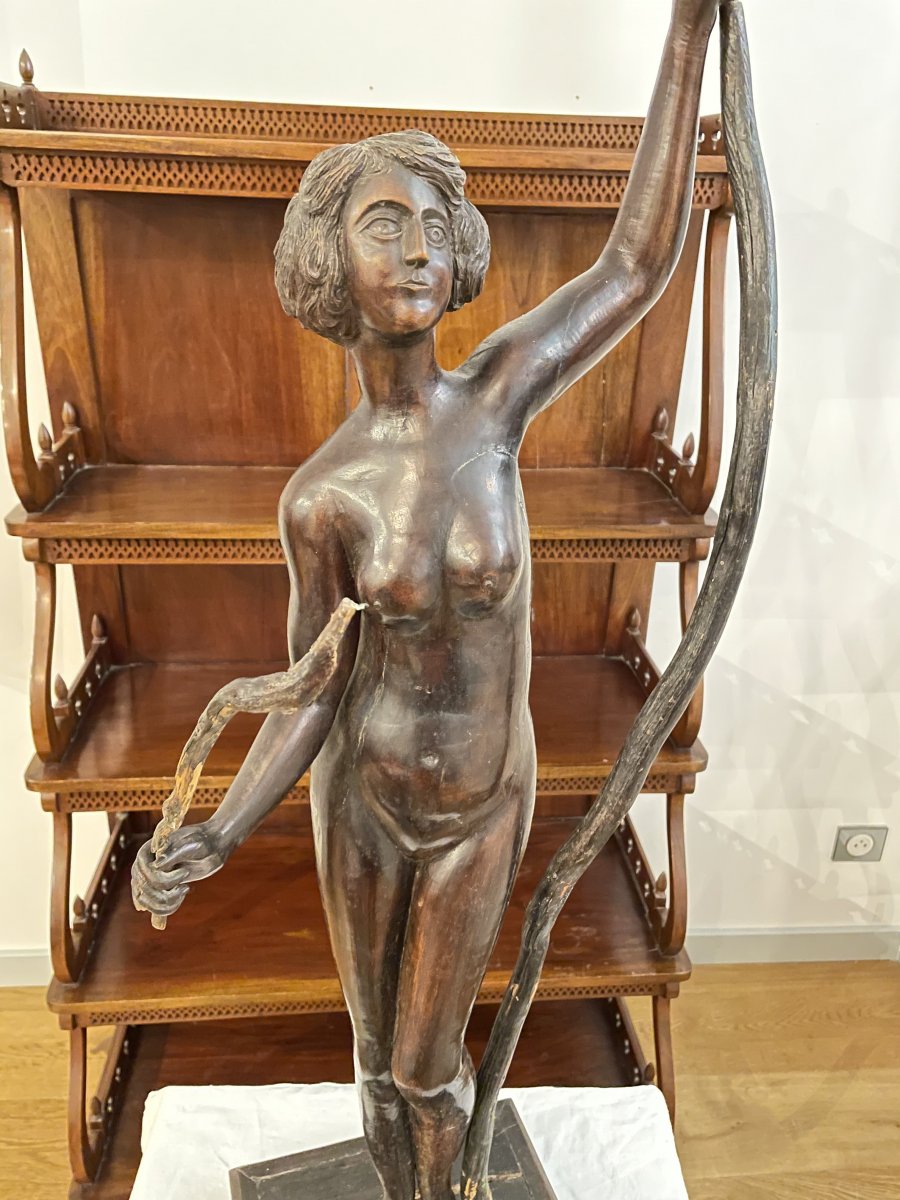 NUE FEMININ SCULPTURE EN BOIS-photo-2