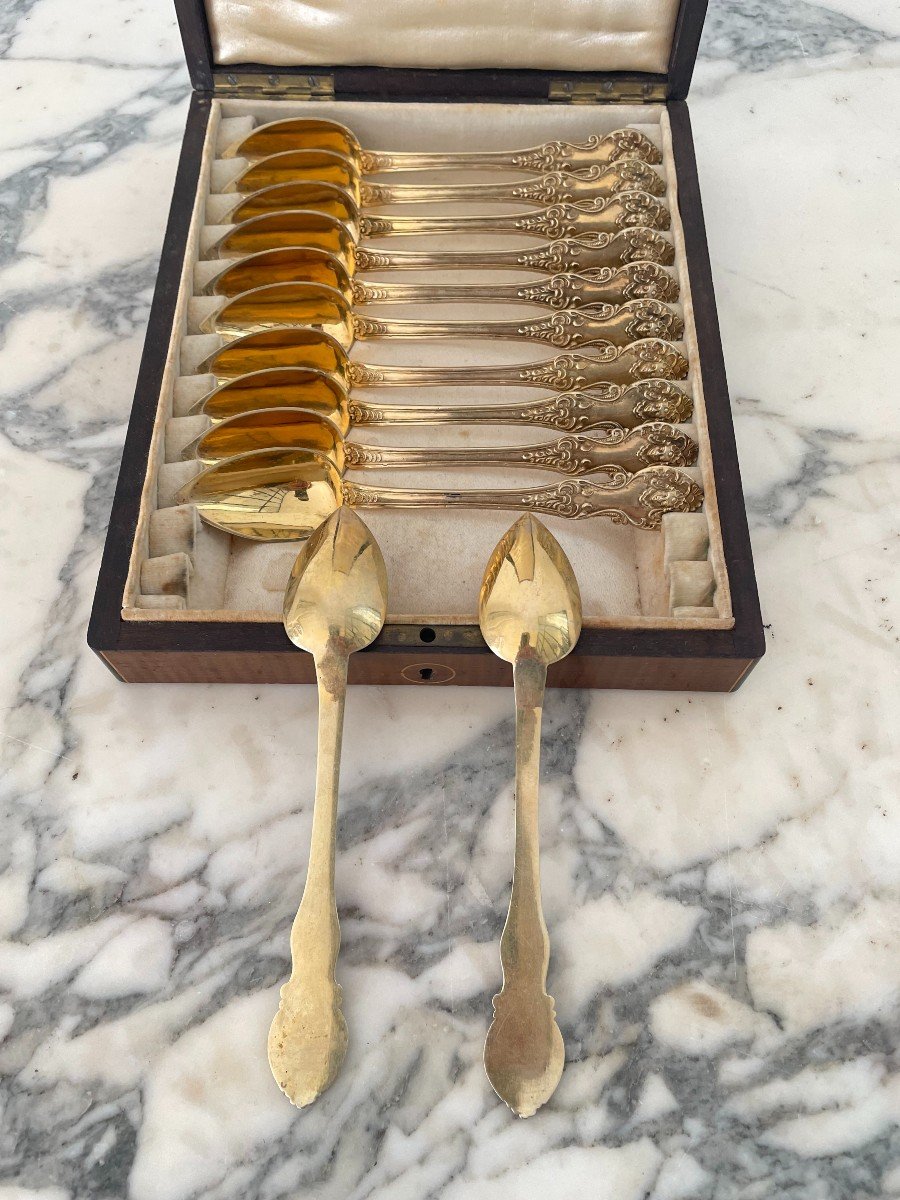 Twelve Spoons In Silver Vermeil In The Regency Style-photo-3