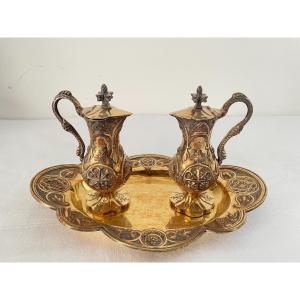 Pair Of Neogotic Silver Burettes XIX Century