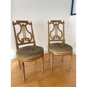 Pair Of Louis XVI Period Giltwood Chairs