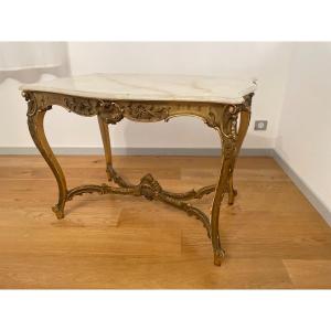 Louis XV Middle Table In Giltwood 19th Century