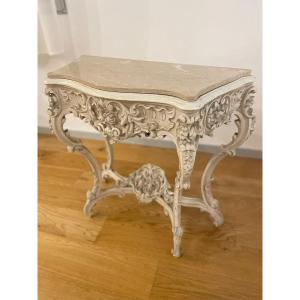 CONSOLE DE STYLE LOUIS XV EN BOIS LAQUE