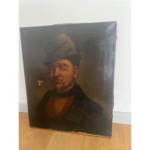 Portrait D’homme à La Pipe XIX Siècle 