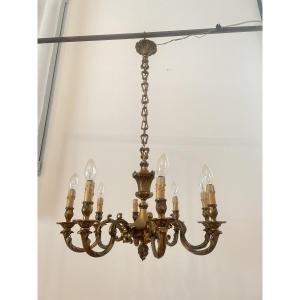 LUSTRE EN BRONZE A 8 BRAS DE LUMIERE