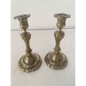 Pair Of Louis XV Bronze Candlesticks