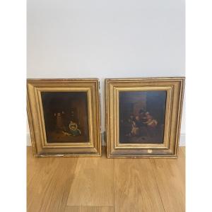 Paire d’Huile sur cuivre XIX siècle