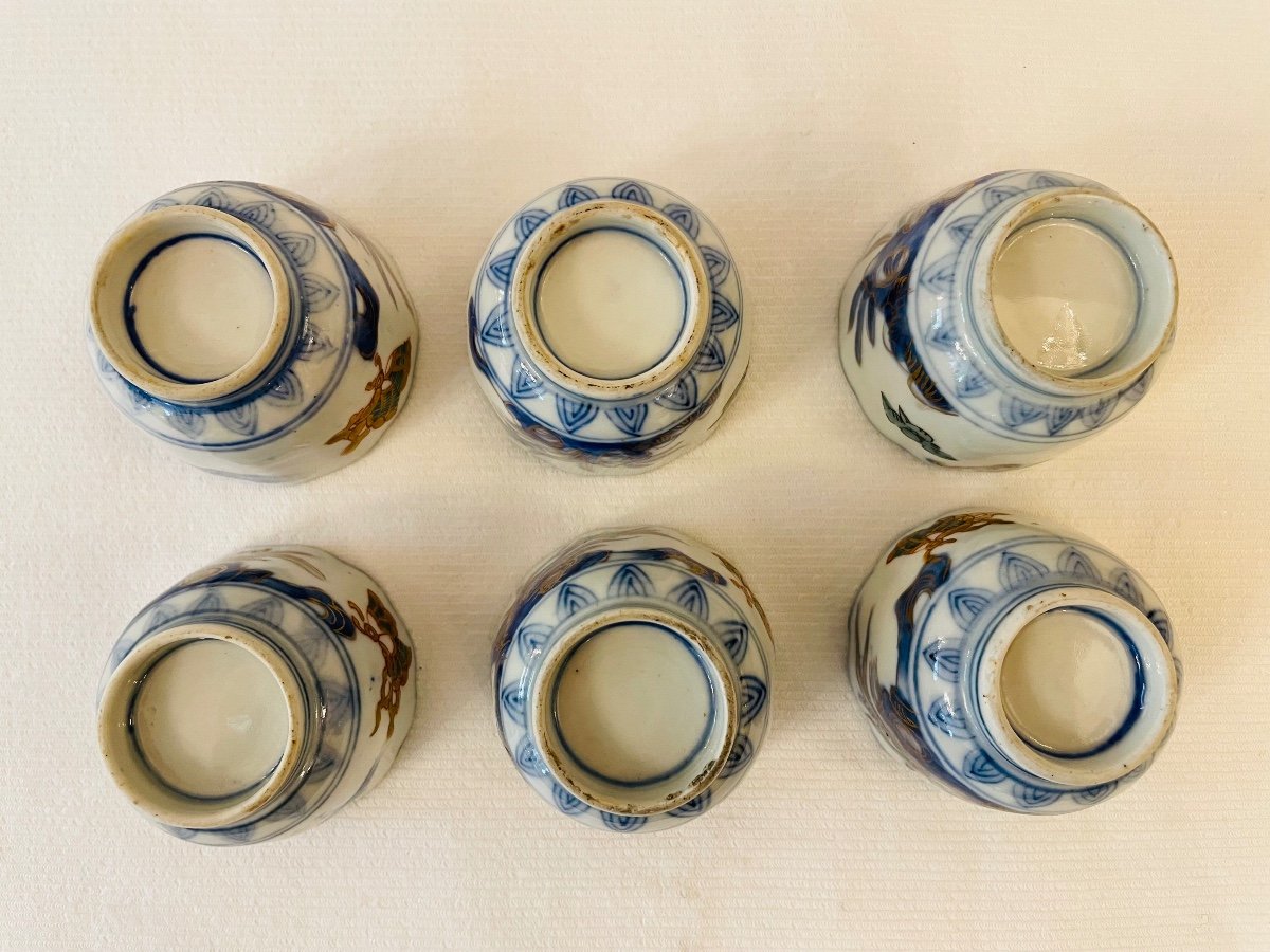 6 Petites Tasses bleues De Imari 18eme -photo-3