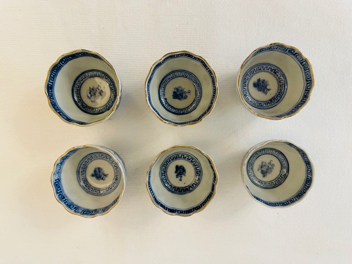 6 Petites Tasses bleues De Imari 18eme -photo-4