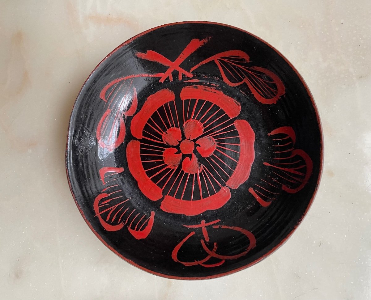 Pair Of Yoshino Edo Lacquered Wood Bowls-photo-3