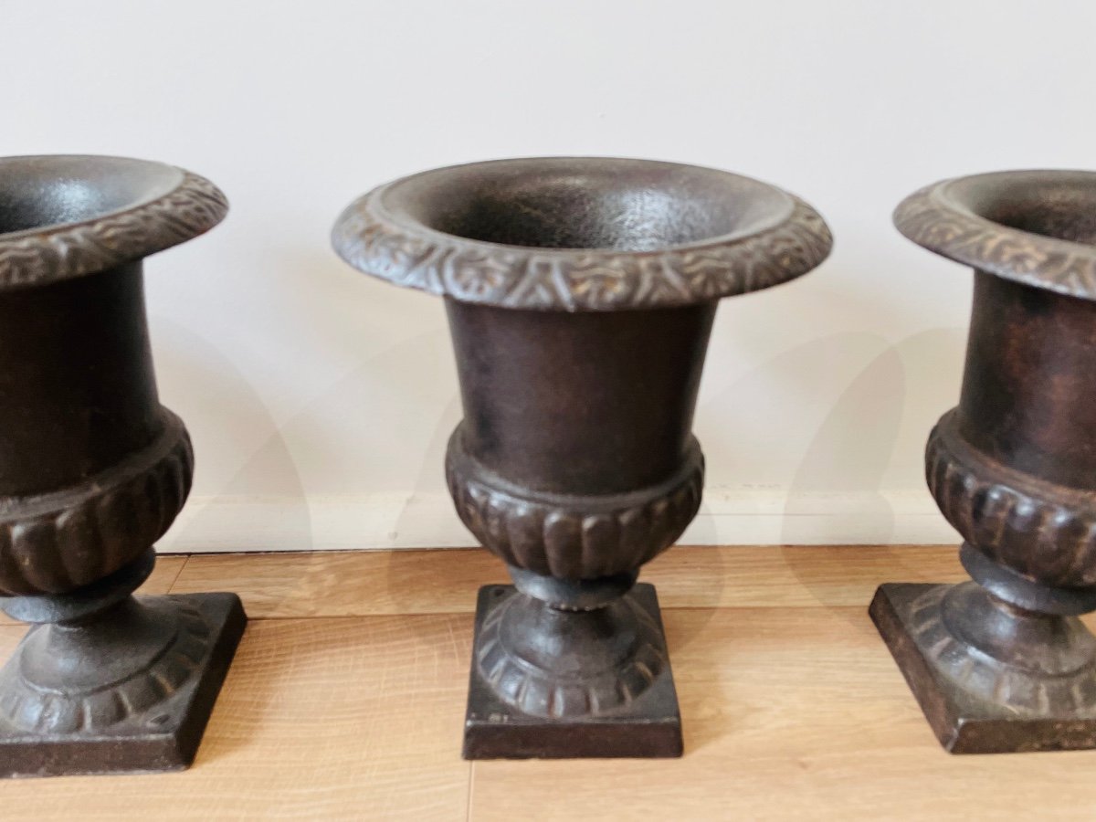 4 Medici Cast Iron Vases-photo-2