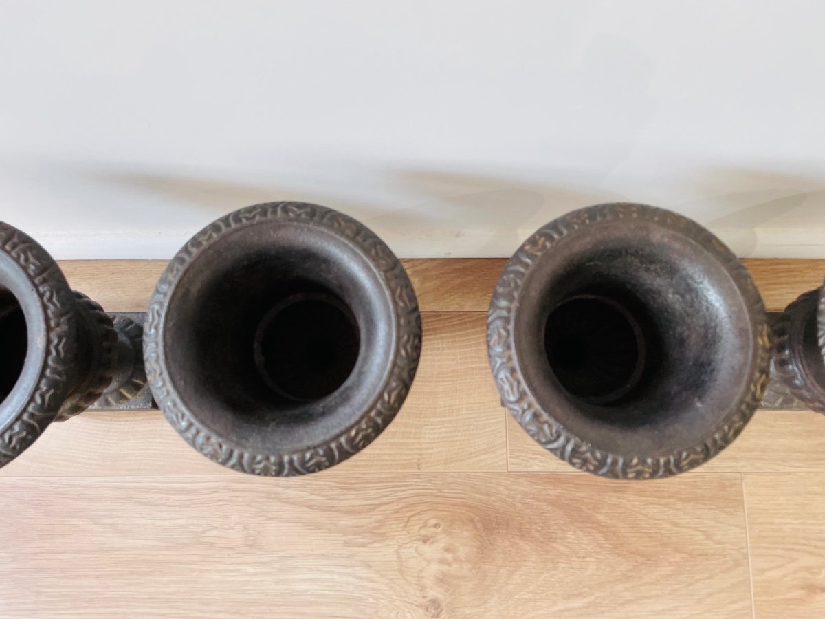 4 Medici Cast Iron Vases-photo-3