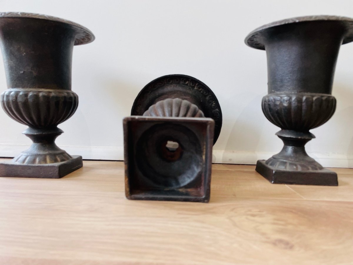 4 Medici Cast Iron Vases-photo-4