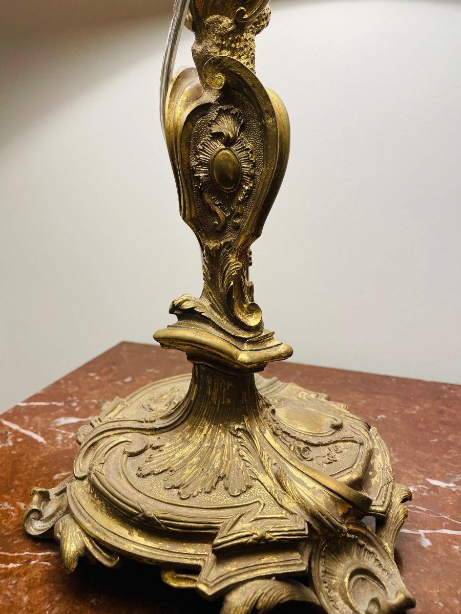 Louis XV Rococo Style Gilt Bronze Desk Lamp-photo-2