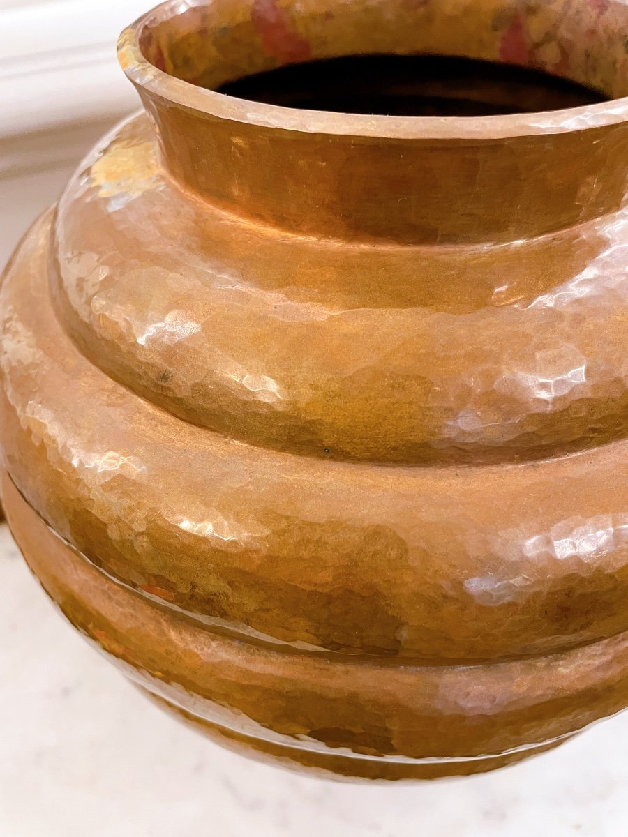 Hand Hammered Art Deco Copper Vase-photo-2