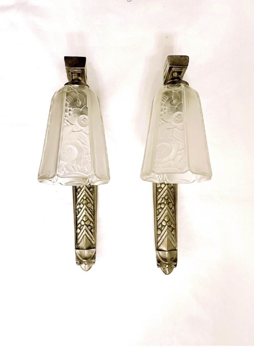 Pair Of Art Deco Wall Lights 