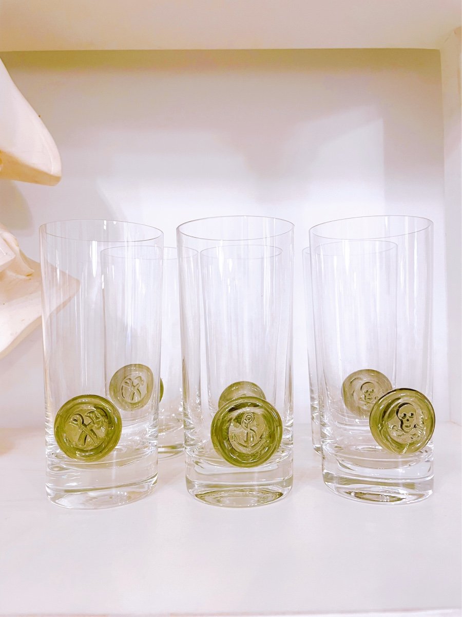 6 Rosenthal Crystal Glasses Pirates Model 