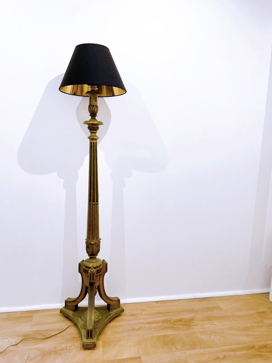 Golden Wooden Floor Lamp -photo-4