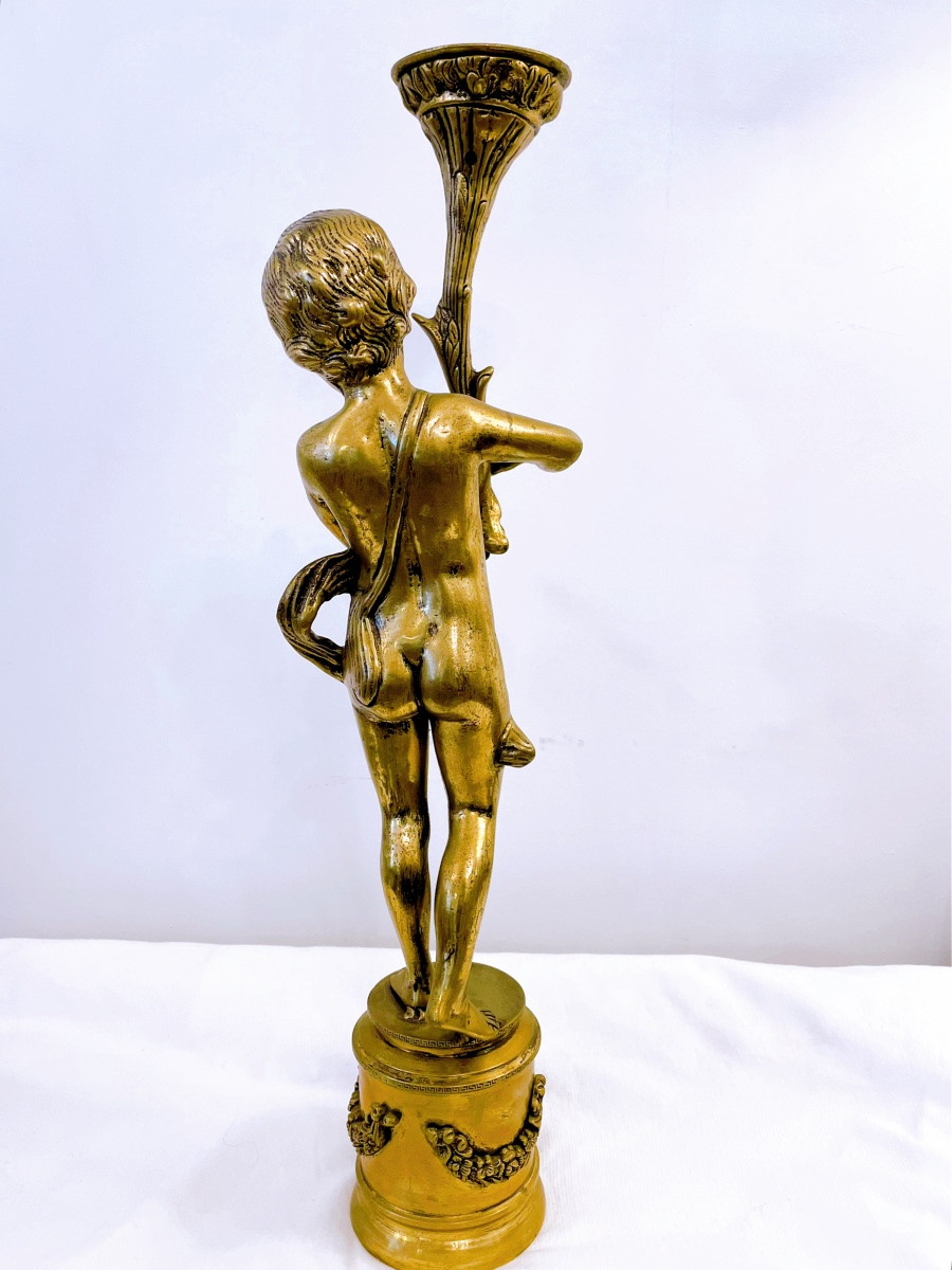 Gilt Bronze Cherub Lamp Base Or Statue -photo-2