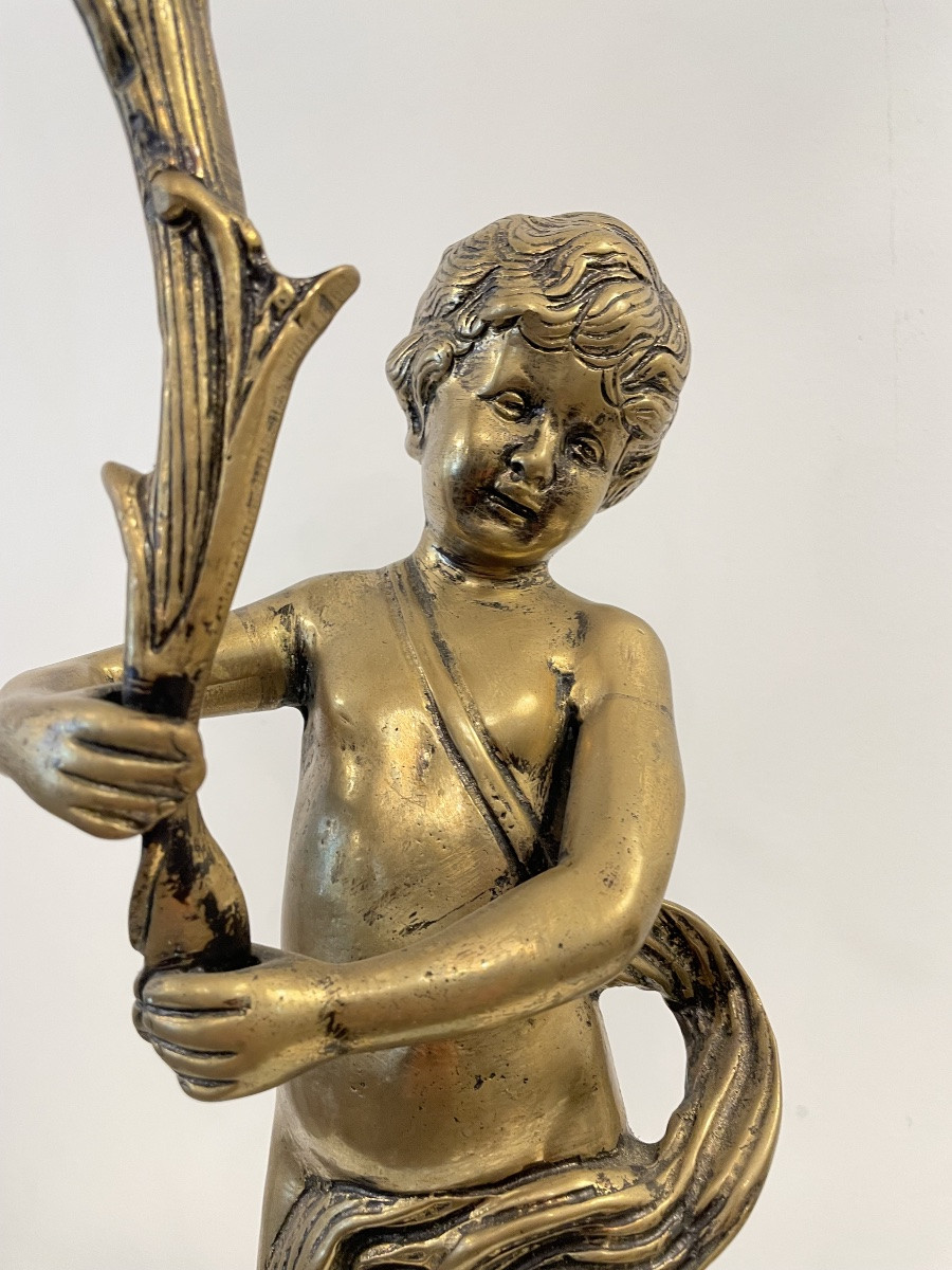 Gilt Bronze Cherub Lamp Base Or Statue -photo-3