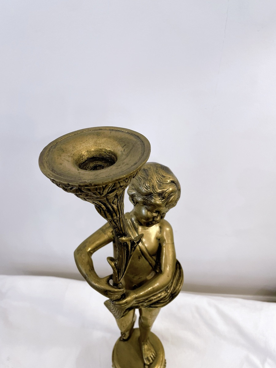 Gilt Bronze Cherub Lamp Base Or Statue -photo-2