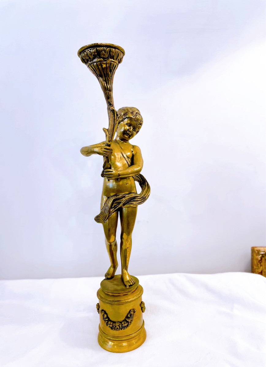 Gilt Bronze Cherub Lamp Base Or Statue 