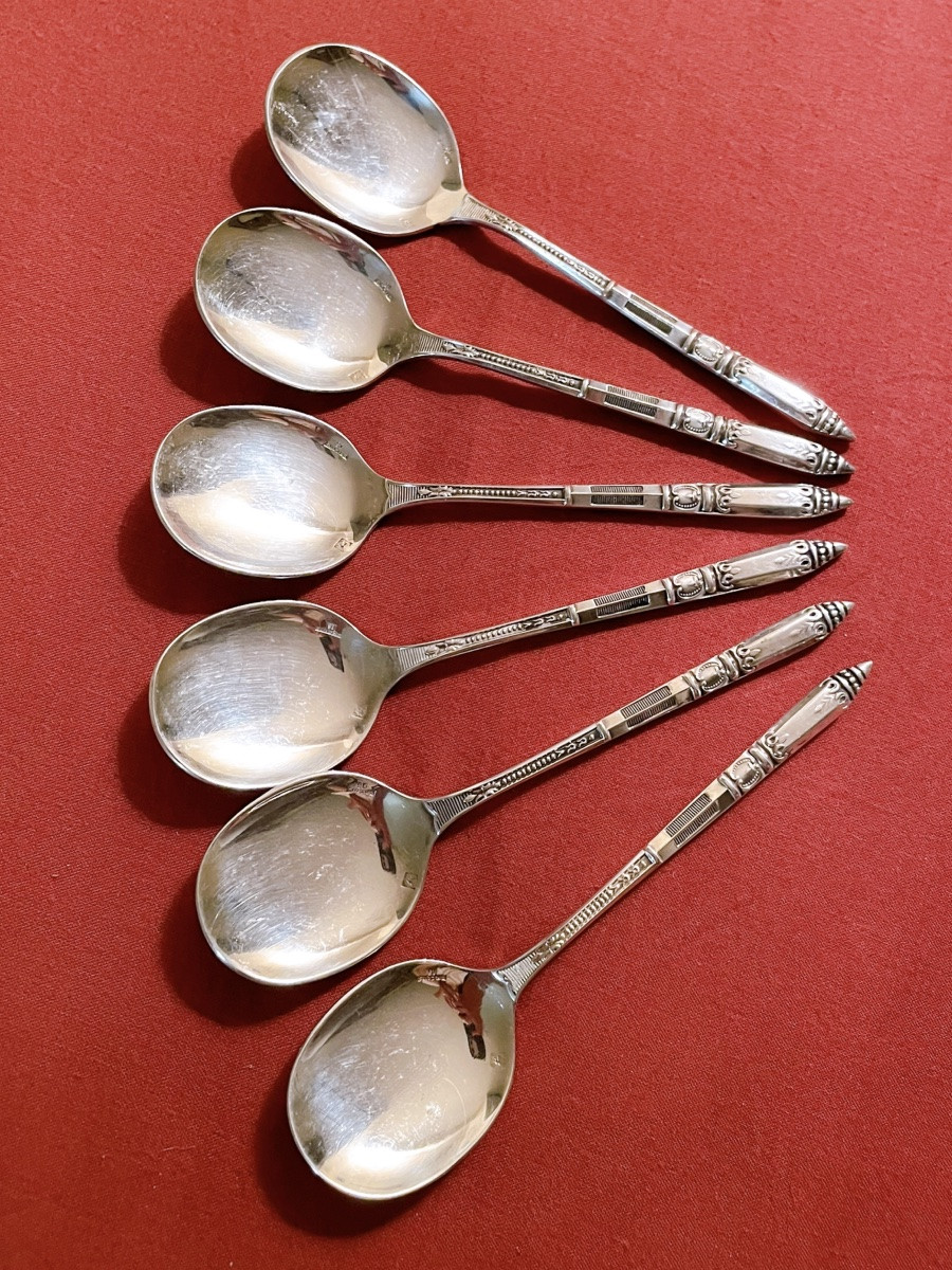 12 Ercuis Silver Metal Ice Cream Spoons -photo-4