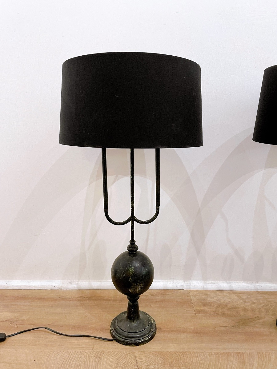 Pair Of Black Boudoir Lamps -photo-3