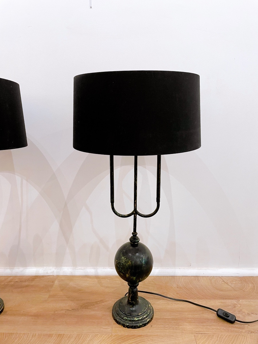 Pair Of Black Boudoir Lamps -photo-4