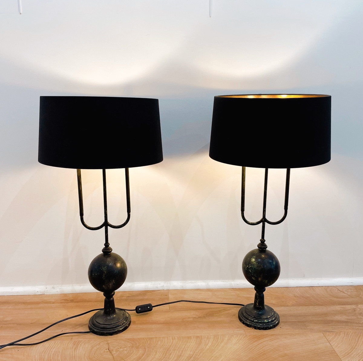 Pair Of Black Boudoir Lamps -photo-4