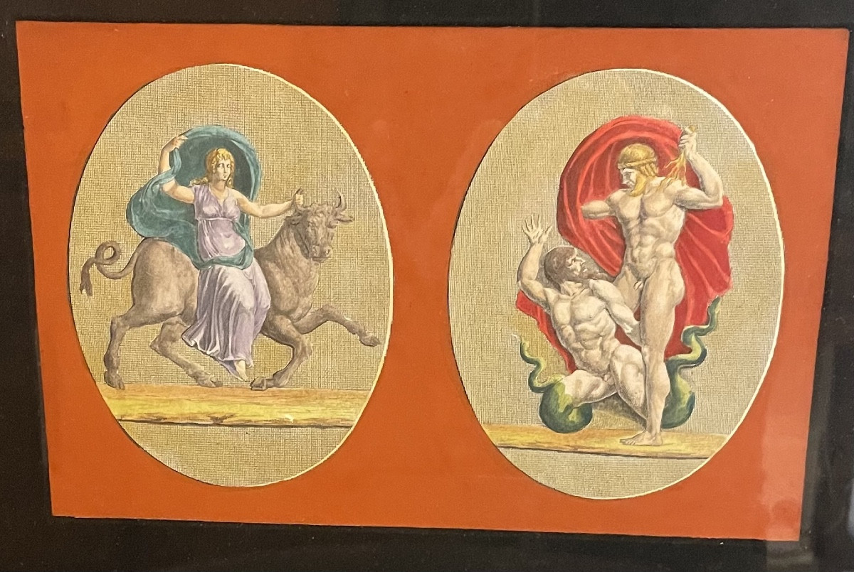 Série de Gravures estampes teintées Thème mythologique-photo-4