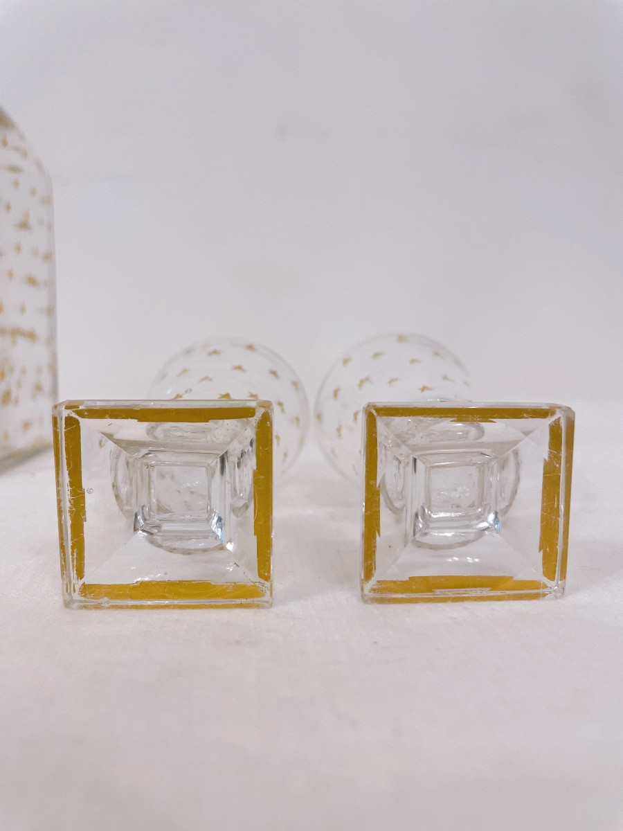 Liqueur Carafe And Two Small Glasses Napoleon III 19th Century-photo-3