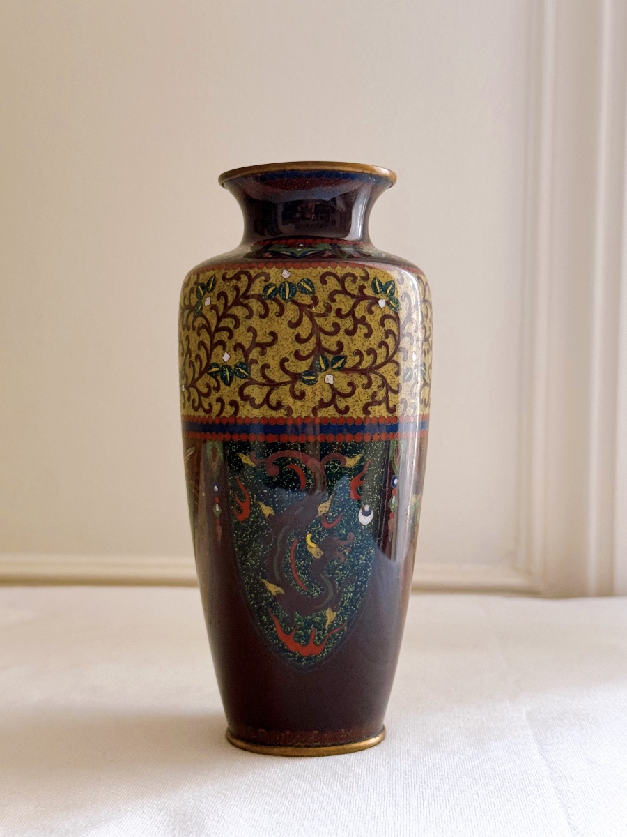 Vase en émail cloisonné japonais 19eme-photo-2