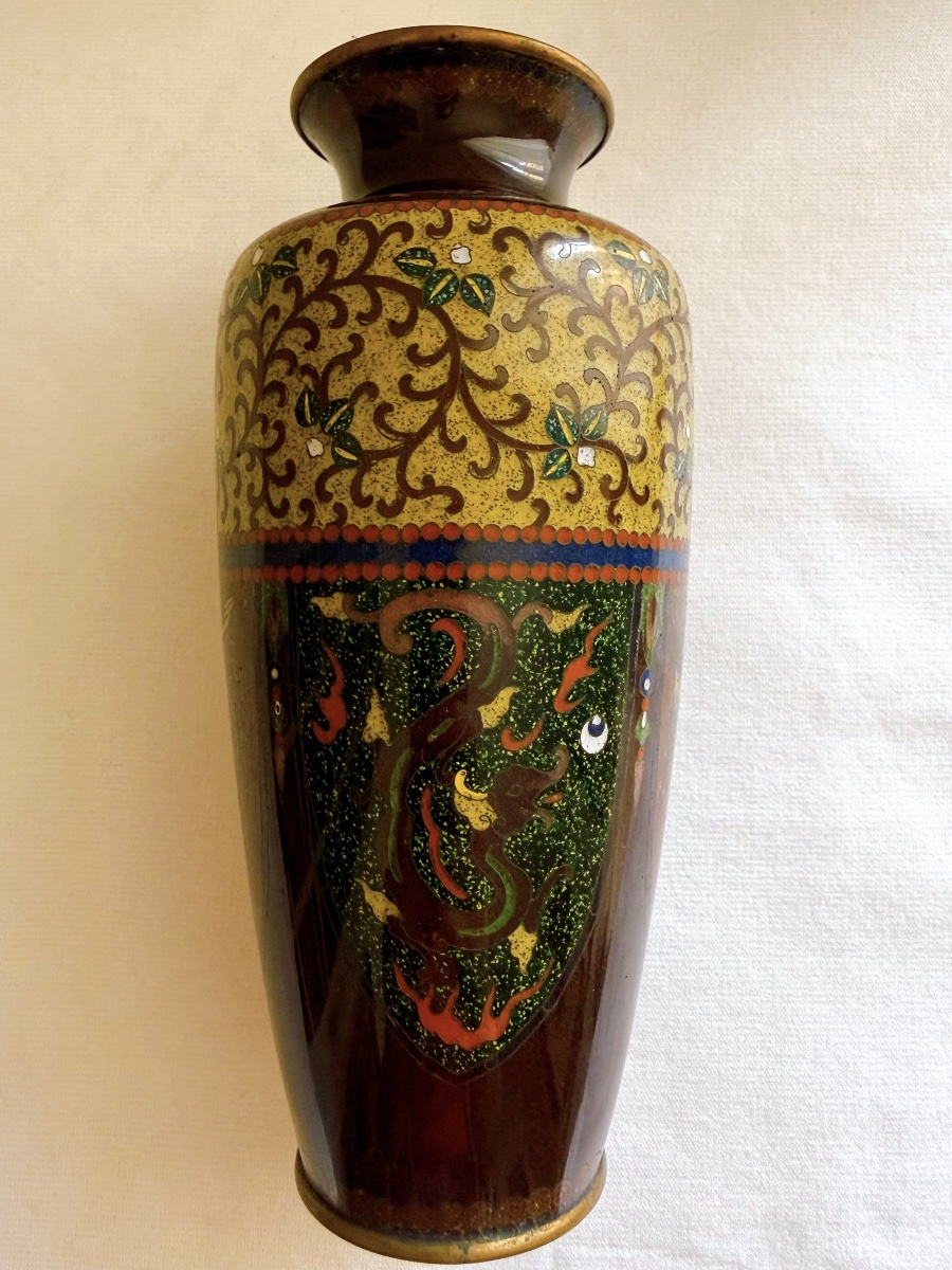 Vase en émail cloisonné japonais 19eme-photo-3