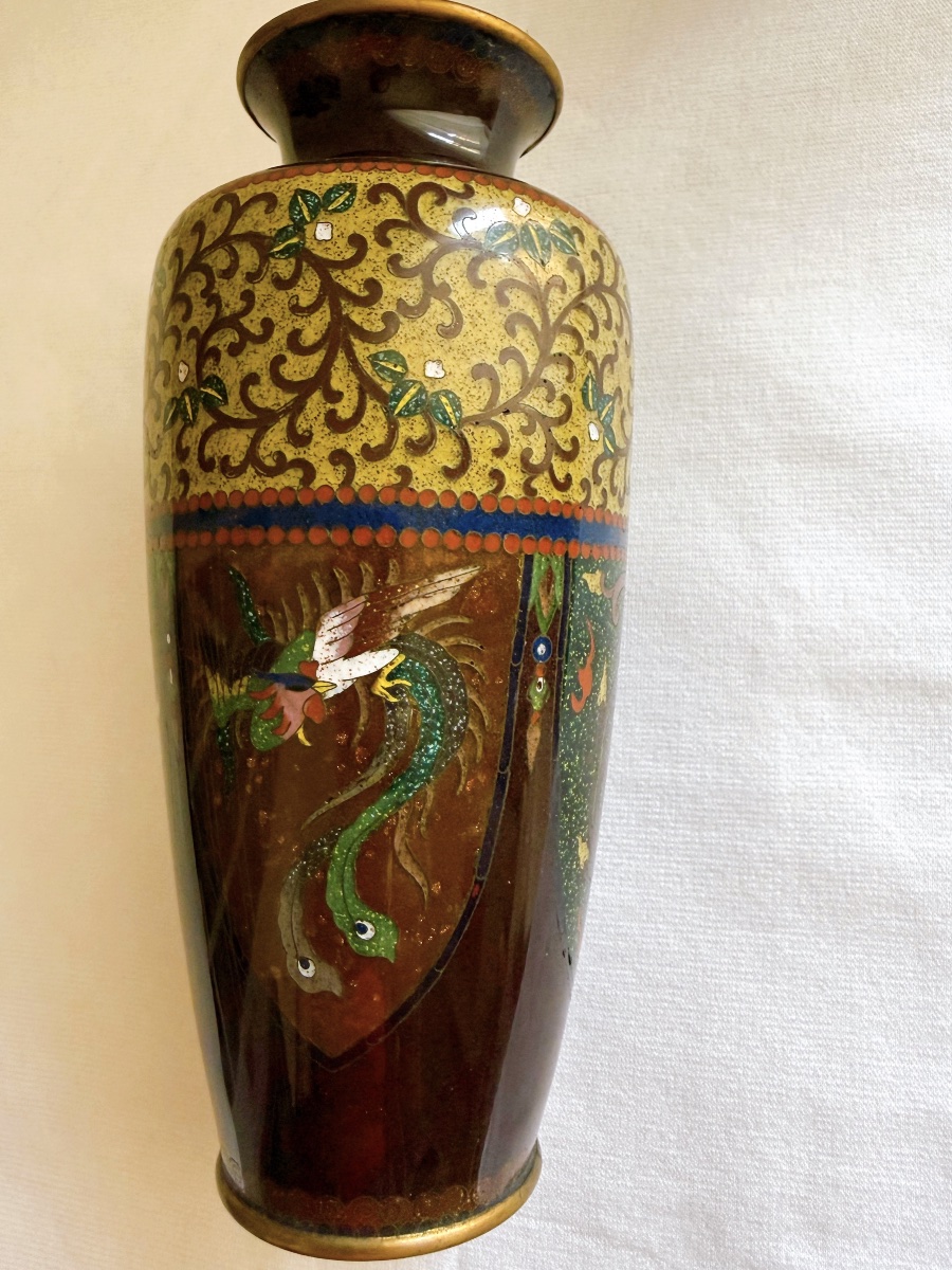 Vase en émail cloisonné japonais 19eme-photo-4