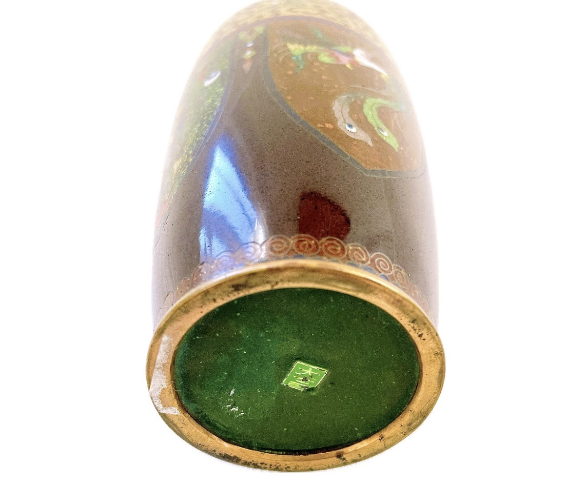 19th Century Japanese Cloisonné Enamel Vase-photo-2