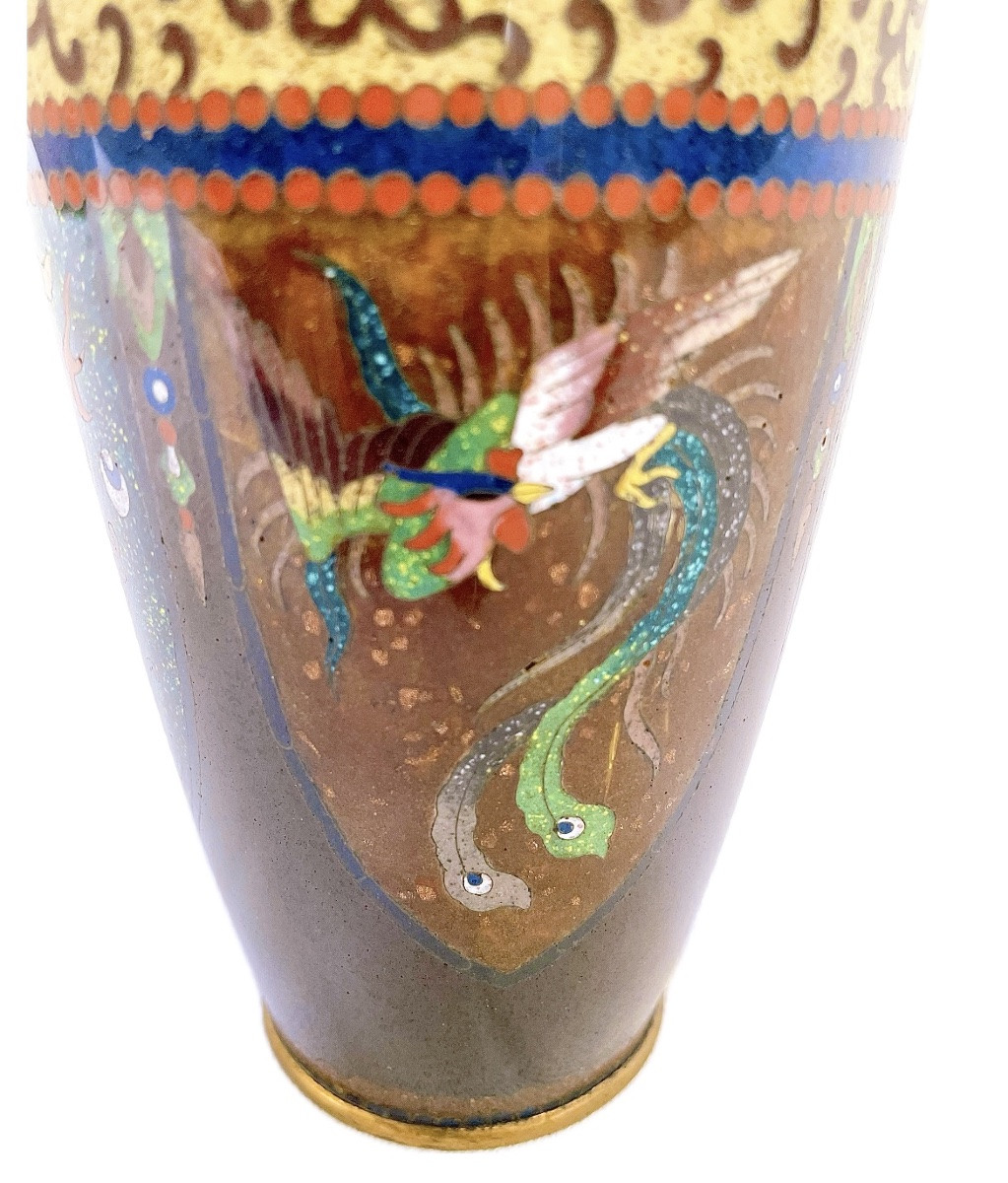 19th Century Japanese Cloisonné Enamel Vase-photo-3