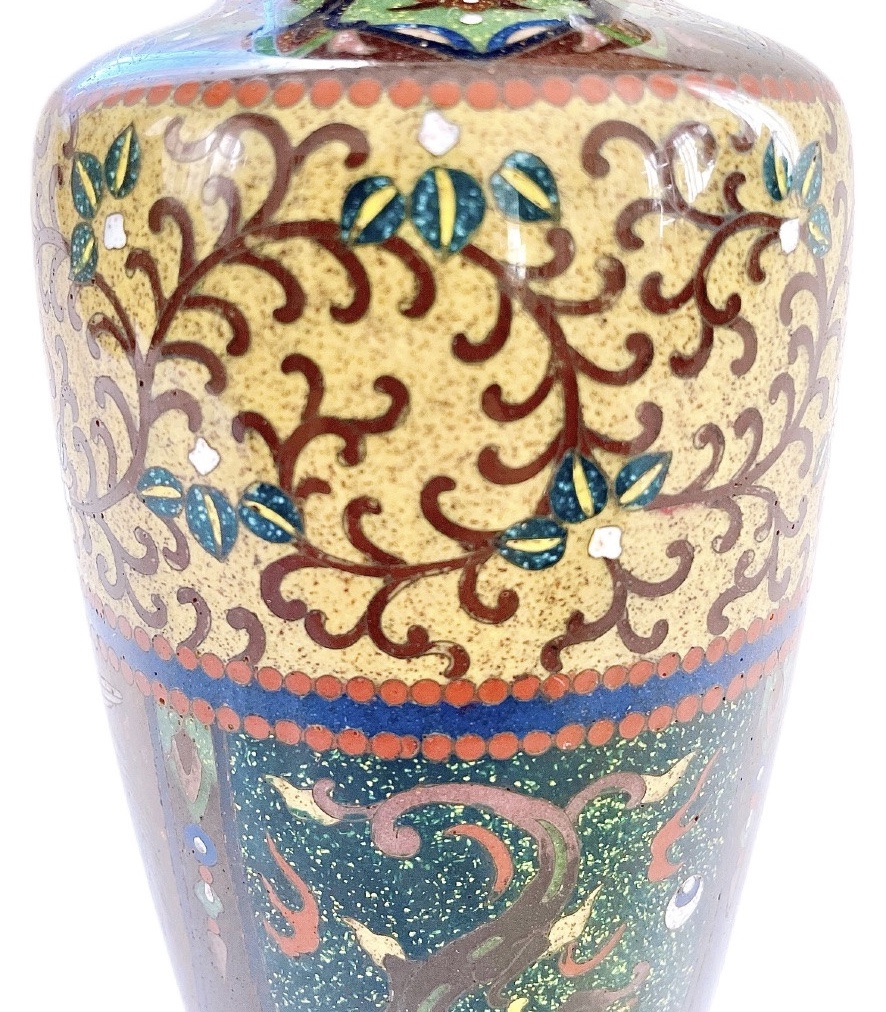 19th Century Japanese Cloisonné Enamel Vase-photo-5