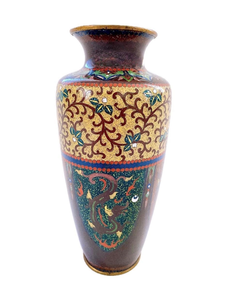 Vase en émail cloisonné japonais 19eme-photo-2
