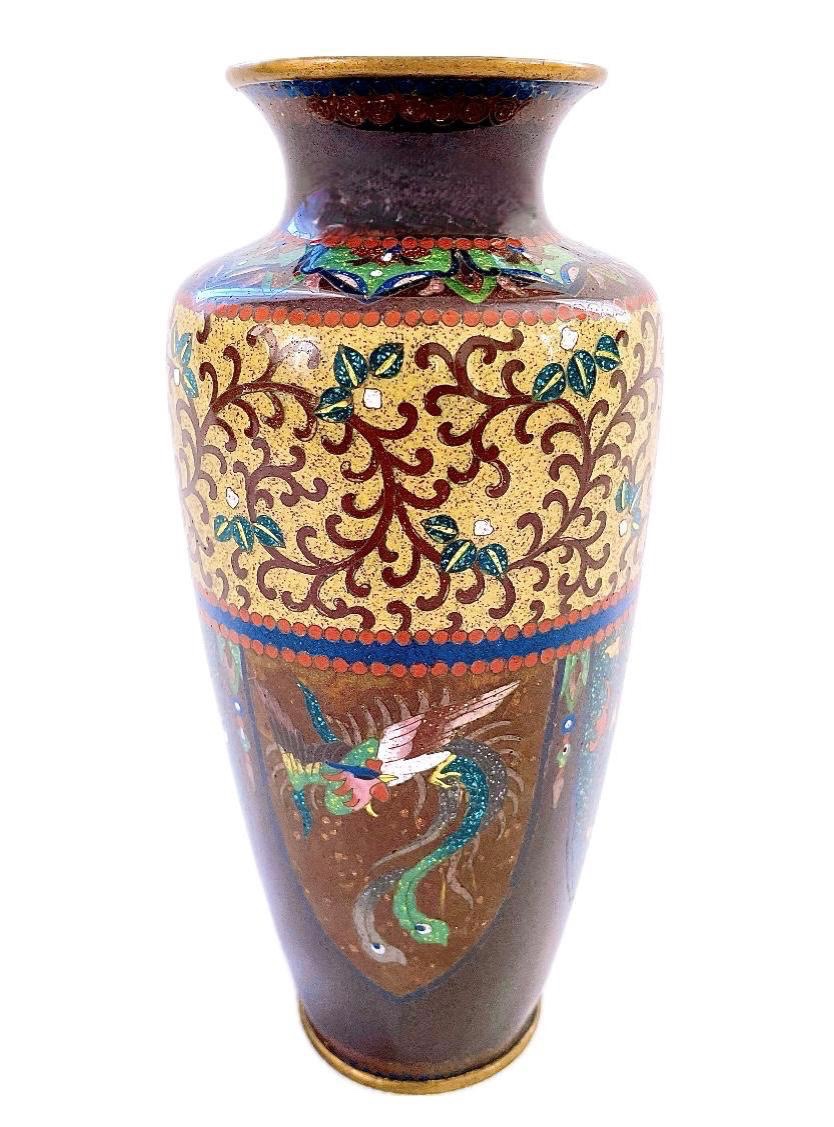 Vase en émail cloisonné japonais 19eme-photo-3