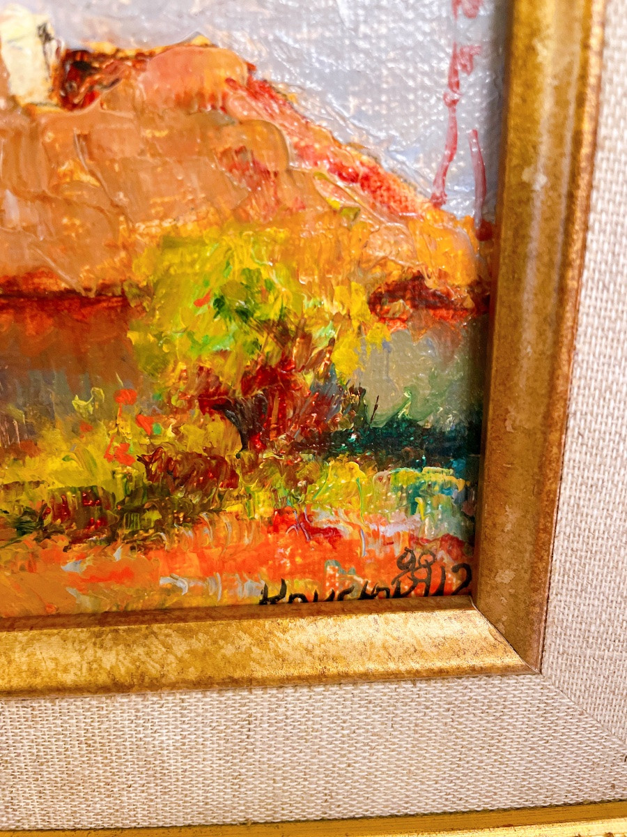 Tableau paysage École Russe XXeme 30x34 cm-photo-3