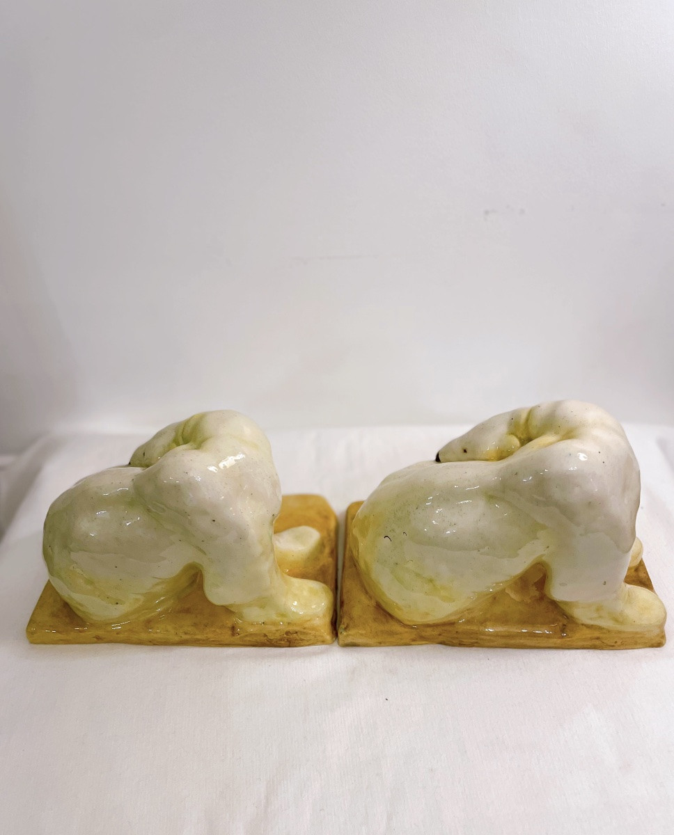 Pair Of Lachenal Ceramic Bear Sculptures -photo-2