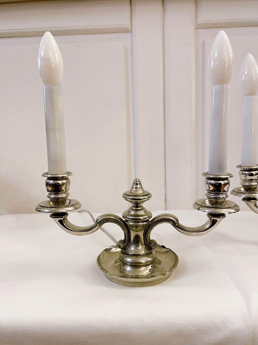 Pair Of Louis XV Style Two-arm Candlestick Lamps-photo-3