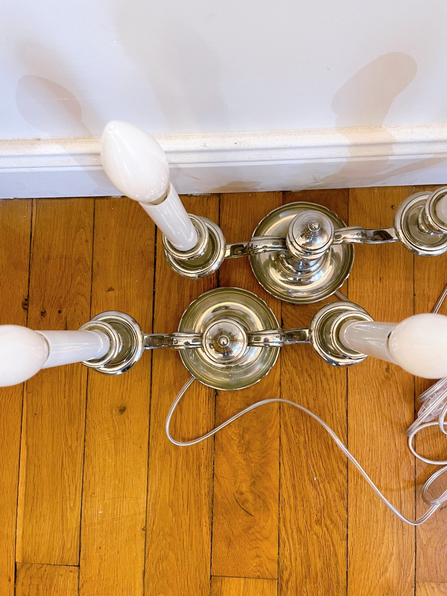 Pair Of Louis XV Style Two-arm Candlestick Lamps-photo-3