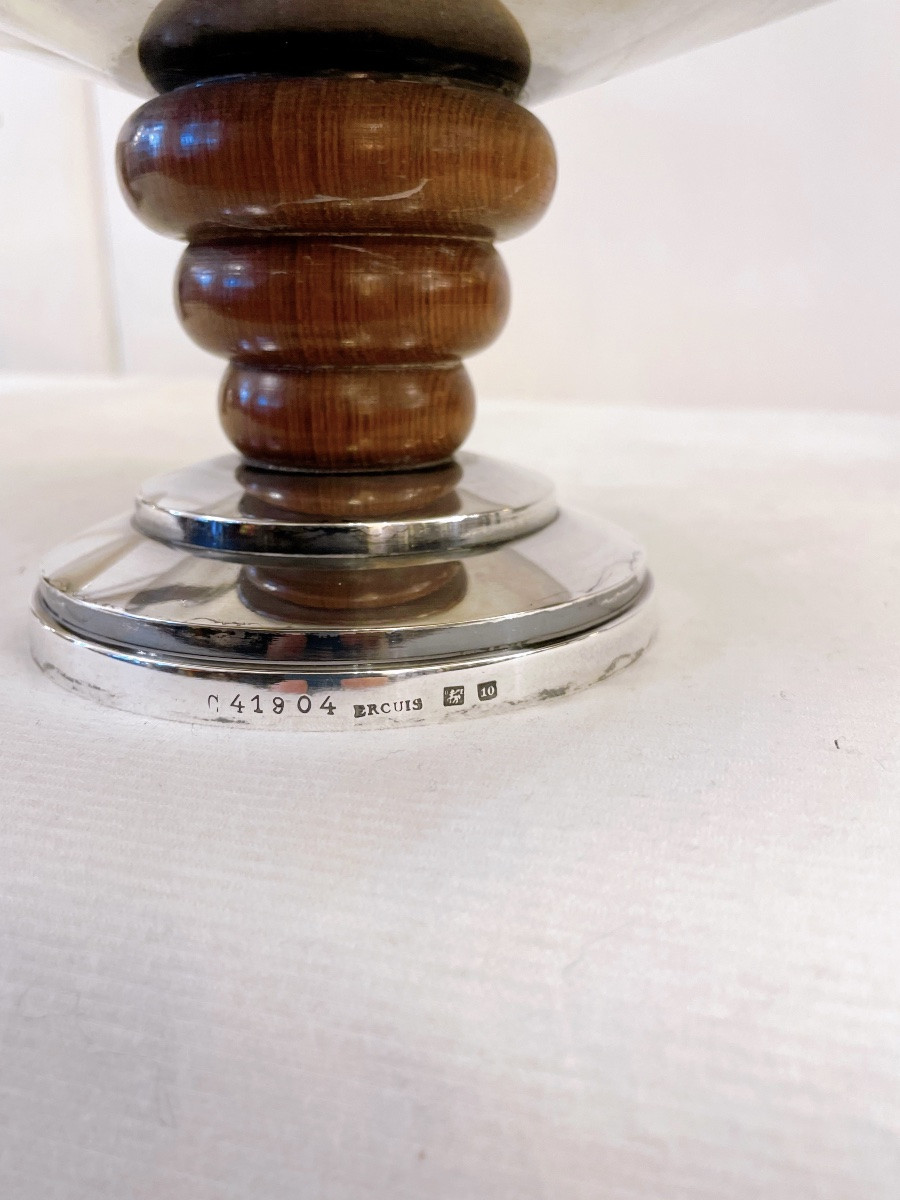 Paire de coupes en métal argenté Art déco Ercuis -photo-1