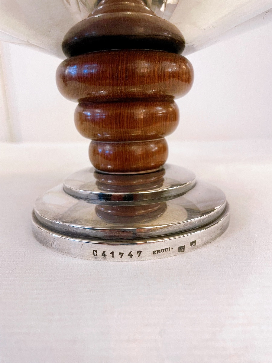 Paire de coupes en métal argenté Art déco Ercuis -photo-2